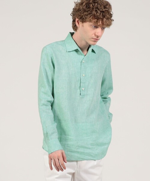 Maria Santangelo（マリアサンタンジェロ）の「Maria Santangelo リネン ワンピースカラー プルオーバーシャツ（シャツ/ブラウス・メンズ・ホワイト/ブラック/イエロー/ブルー/グリーン・M/S/L）」の6枚目の写真