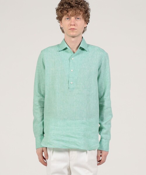 Maria Santangelo（マリアサンタンジェロ）の「Maria Santangelo リネン ワンピースカラー プルオーバーシャツ（シャツ/ブラウス・メンズ・ホワイト/ブラック/イエロー/ブルー/グリーン・M/S/L）」の7枚目の写真