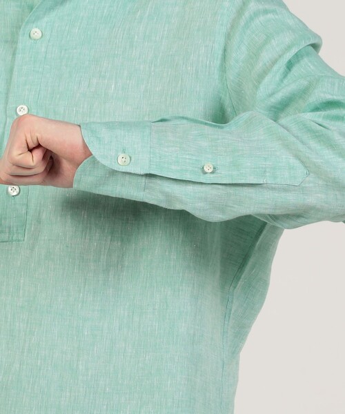 Maria Santangelo（マリアサンタンジェロ）の「Maria Santangelo リネン ワンピースカラー プルオーバーシャツ（シャツ/ブラウス・メンズ・ホワイト/ブラック/イエロー/ブルー/グリーン・M/S/L）」の11枚目の写真