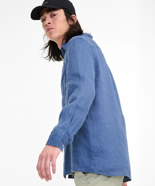 AIGLE(エーグル)の「ロングスリーブ リネンシャツ(シャツ/ブラウス・メンズ・ブルー/ホワイト/イエロー・L/M)」の9枚目の写真