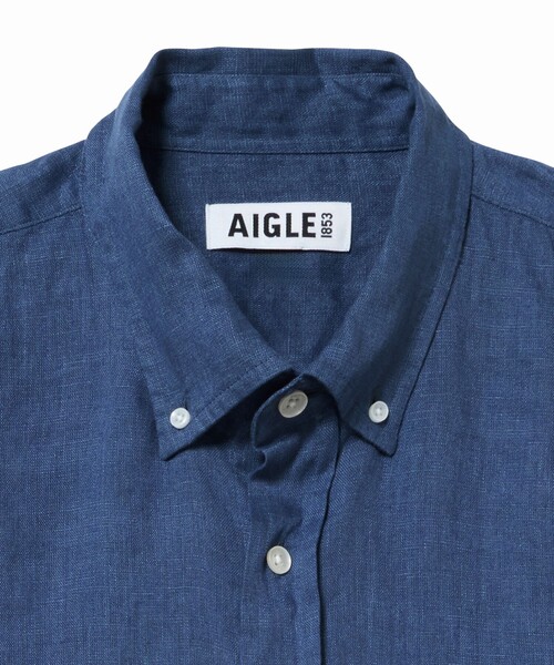 AIGLE(エーグル)の「ロングスリーブ リネンシャツ(シャツ/ブラウス・メンズ・ブルー/ホワイト/イエロー・L/M)」の13枚目の写真