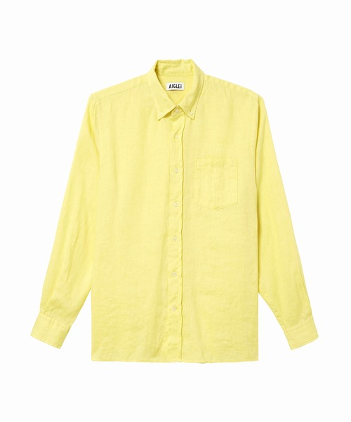 AIGLE(エーグル)の「ロングスリーブ リネンシャツ(シャツ/ブラウス・メンズ・ブルー/ホワイト/イエロー・L/M)」の3枚目の写真