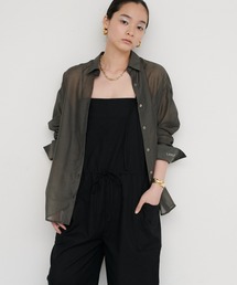 【LARUTA】［WEB限定］シアーロゴ刺繍レギュラーシャツ