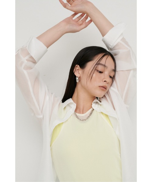 LARUTA（ラルータ）の「【LARUTA】［WEB限定］シアーロゴ刺繍レギュラーシャツ（シャツ/ブラウス・レディース・ブラウン/サックスブルー/オフホワイト/スミクロ・FREE）」の10枚目の写真