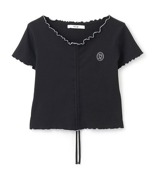 Mi-je(ミジェ)の「フロントシャーリング半袖テレコ【韓国ファッション】(Tシャツ/カットソー・レディース・ラベンダー/ブラック・F)」の5枚目の写真