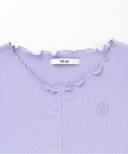 Mi-je(ミジェ)の「フロントシャーリング半袖テレコ【韓国ファッション】(Tシャツ/カットソー・レディース・ラベンダー/ブラック・F)」の7枚目の写真