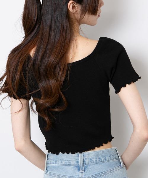 pumpkin port（パンプキンポート）の「フロントリボン付き メロー半袖カットソートップス（Tシャツ/カットソー・レディース・パープル/ホワイト/グリーン/ブルー/ブラック・M）」の16枚目の写真