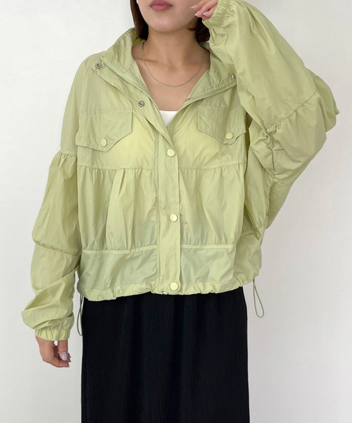 CRB（シーアールビー）の「スタンド切替シアーブルゾン（ブルゾン・レディース・オフホワイト/ラベンダー/ライトグリーン/ピンク・F）」の3枚目の写真