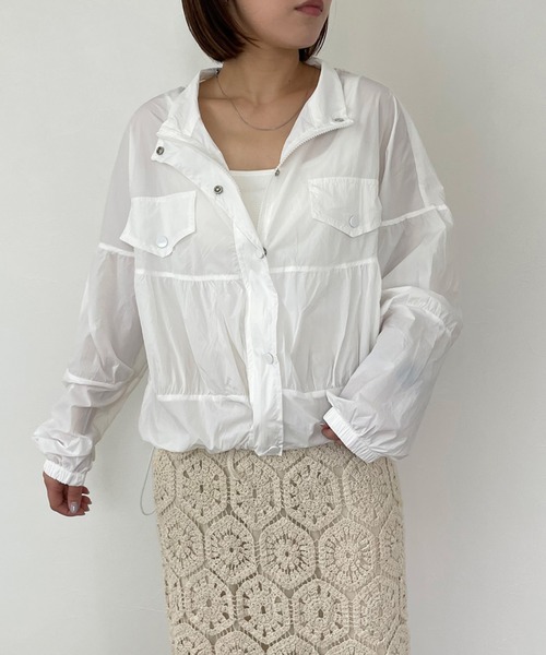 CRB（シーアールビー）の「スタンド切替シアーブルゾン（ブルゾン・レディース・オフホワイト/ラベンダー/ライトグリーン/ピンク・F）」の17枚目の写真