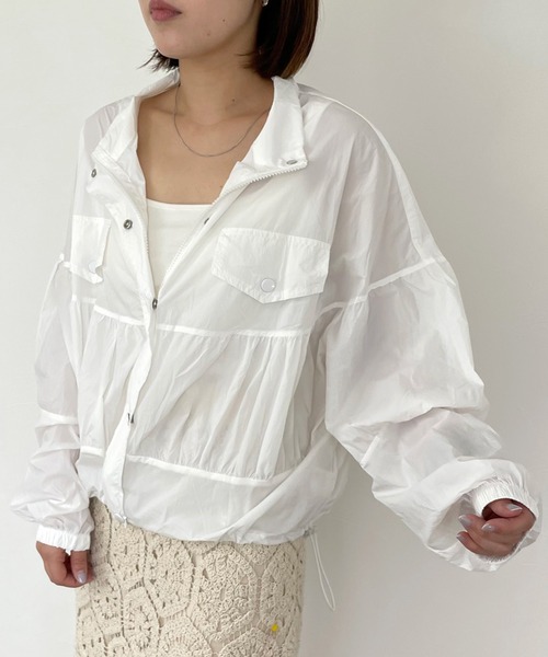 CRB（シーアールビー）の「スタンド切替シアーブルゾン（ブルゾン・レディース・オフホワイト/ラベンダー/ライトグリーン/ピンク・F）」の16枚目の写真