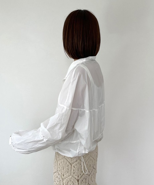 CRB（シーアールビー）の「スタンド切替シアーブルゾン（ブルゾン・レディース・オフホワイト/ラベンダー/ライトグリーン/ピンク・F）」の15枚目の写真