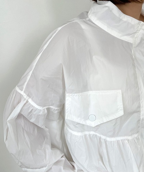 CRB（シーアールビー）の「スタンド切替シアーブルゾン（ブルゾン・レディース・オフホワイト/ラベンダー/ライトグリーン/ピンク・F）」の11枚目の写真