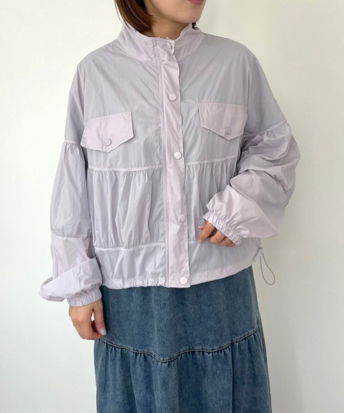 CRB（シーアールビー）の「スタンド切替シアーブルゾン（ブルゾン・レディース・オフホワイト/ラベンダー/ライトグリーン/ピンク・F）」の21枚目の写真