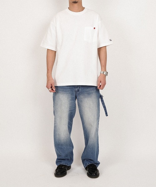 #Re:room（リルーム）の「ハートアイコンポケットビッグTシャツ（Tシャツ/カットソー・メンズ・ホワイト/ブラック・M-L/S-M）」の7枚目の写真