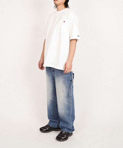 #Re:room（リルーム）の「ハートアイコンポケットビッグTシャツ（Tシャツ/カットソー・メンズ・ホワイト/ブラック・M-L/S-M）」の9枚目の写真