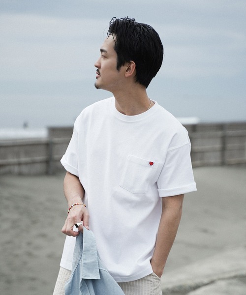 #Re:room（リルーム）の「ハートアイコンポケットビッグTシャツ（Tシャツ/カットソー・メンズ・ホワイト/ブラック・M-L/S-M）」の3枚目の写真