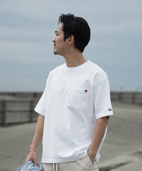 #Re:room（リルーム）の「ハートアイコンポケットビッグTシャツ（Tシャツ/カットソー・メンズ・ホワイト/ブラック・M-L/S-M）」の5枚目の写真