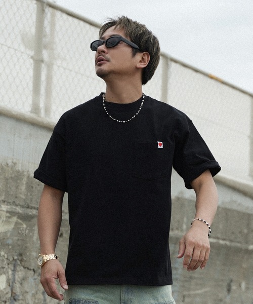 #Re:room（リルーム）の「ハートアイコンポケットビッグTシャツ（Tシャツ/カットソー・メンズ・ホワイト/ブラック・M-L/S-M）」の15枚目の写真