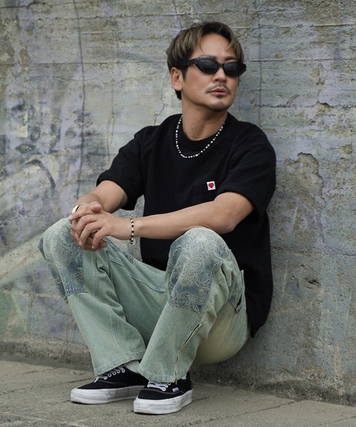 #Re:room（リルーム）の「ハートアイコンポケットビッグTシャツ（Tシャツ/カットソー・メンズ・ホワイト/ブラック・M-L/S-M）」の17枚目の写真