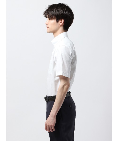 SUIT SQUARE(スーツスクエア)の「半袖ワイシャツ ノンアイロンストレッチ 3BLOCK ボタンダウンカラー BASIC ドレスシャツ(ビジネスシャツ・メンズ・ホワイト系/ブルー系・S/M/L/LL/3L)」の16枚目の写真