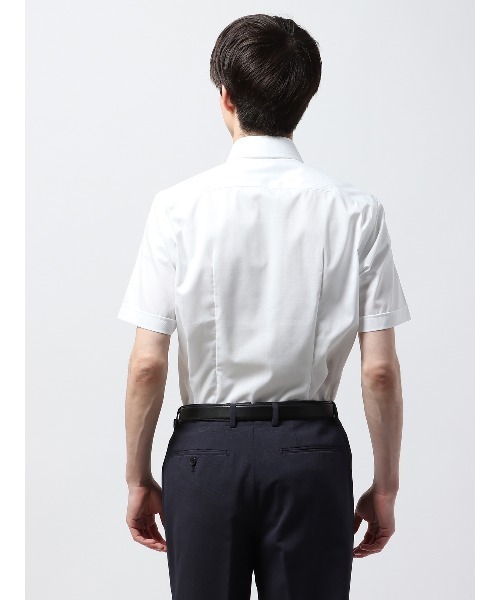SUIT SQUARE(スーツスクエア)の「半袖ワイシャツ ノンアイロンストレッチ 3BLOCK ボタンダウンカラー BASIC ドレスシャツ(ビジネスシャツ・メンズ・ホワイト系/ブルー系・S/M/L/LL/3L)」の15枚目の写真
