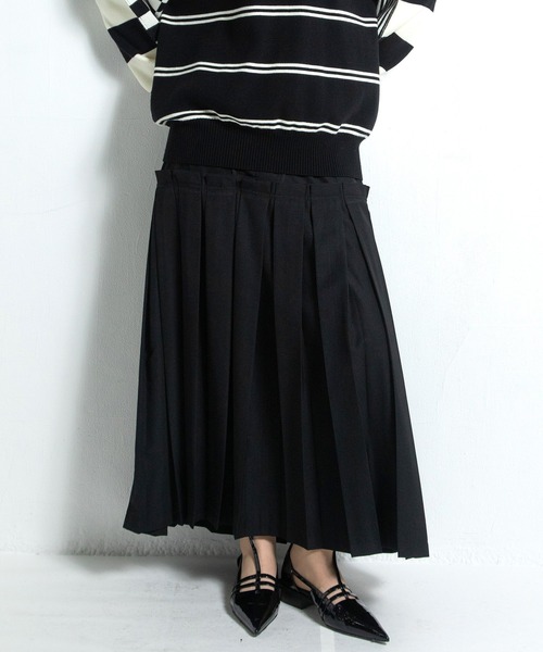 AULA AILA(アウラアイラ)の「ボックスプリーツスカート(スカート・レディース・ブラック/グレー/ブラウン・0/1)」の3枚目の写真