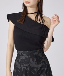 rienda | ワンショルダーニットトップス 夏服 サマーニット ノースリーブトップス(ニット/セーター)