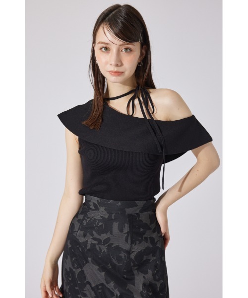 rienda（リエンダ）の「ワンショルダーニットトップス 夏服 サマーニット ノースリーブトップス（ニット/セーター・レディース・レッド/ベージュ/ブラック・FREE）」の11枚目の写真