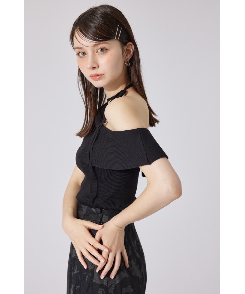 rienda（リエンダ）の「ワンショルダーニットトップス 夏服 サマーニット ノースリーブトップス（ニット/セーター・レディース・レッド/ベージュ/ブラック・FREE）」の8枚目の写真