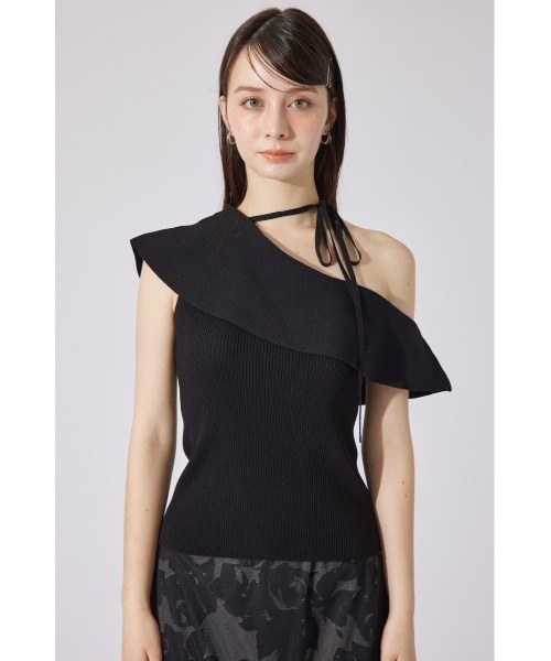 rienda（リエンダ）の「ワンショルダーニットトップス 夏服 サマーニット ノースリーブトップス（ニット/セーター・レディース・レッド/ベージュ/ブラック・FREE）」の7枚目の写真