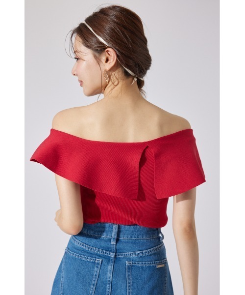 rienda（リエンダ）の「ワンショルダーニットトップス 夏服 サマーニット ノースリーブトップス（ニット/セーター・レディース・レッド/ベージュ/ブラック・FREE）」の14枚目の写真