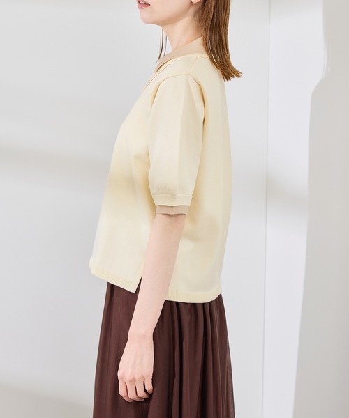 ROPE' PICNIC（ロペピクニック）の「【新色追加】バイカラーレイヤード風ニットポロシャツ（ポロシャツ・レディース・ホワイト系その他2/ブラック系その他/ブラウン系その他2/サックスブルー/ダークグリーン・38）」の11枚目の写真