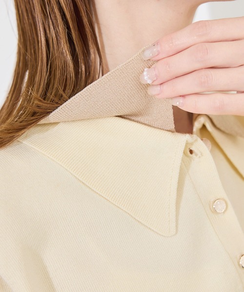 ROPE' PICNIC（ロペピクニック）の「【新色追加】バイカラーレイヤード風ニットポロシャツ（ポロシャツ・レディース・ホワイト系その他2/ブラック系その他/ブラウン系その他2/サックスブルー/ダークグリーン・38）」の14枚目の写真