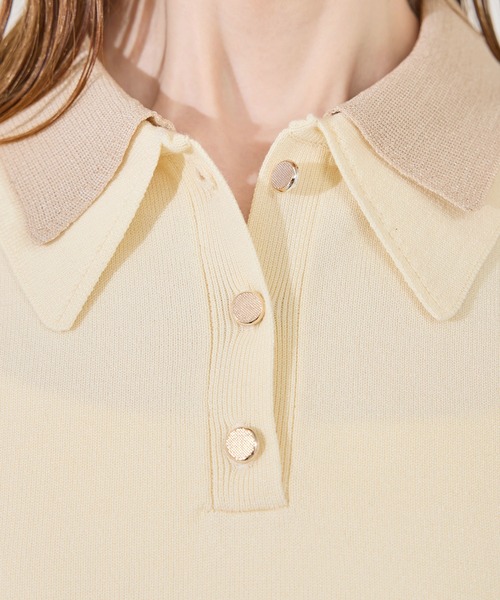 ROPE' PICNIC（ロペピクニック）の「【新色追加】バイカラーレイヤード風ニットポロシャツ（ポロシャツ・レディース・ホワイト系その他2/ブラック系その他/ブラウン系その他2/サックスブルー/ダークグリーン・38）」の15枚目の写真