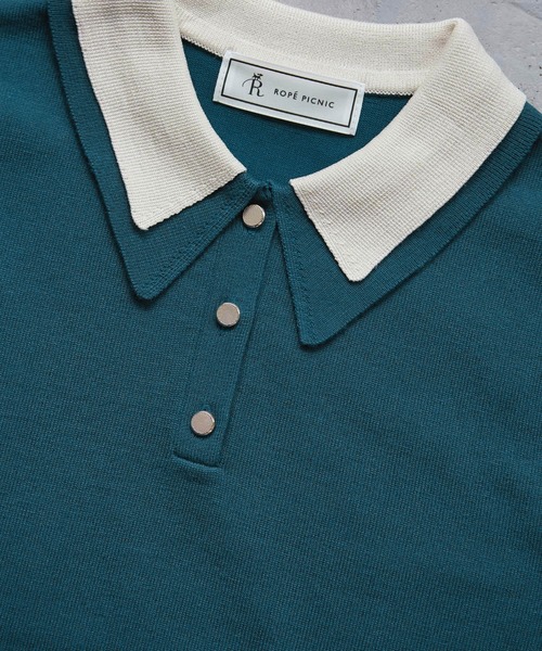 ROPE' PICNIC（ロペピクニック）の「【新色追加】バイカラーレイヤード風ニットポロシャツ（ポロシャツ・レディース・ホワイト系その他2/ブラック系その他/ブラウン系その他2/サックスブルー/ダークグリーン・38）」の18枚目の写真