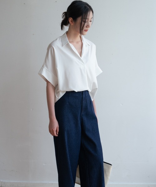 maison de LATIR(メゾンドラティール)の「夏服にピッタリ!Vネックスキッパーフレンチスリーブシャツ(シャツ/ブラウス・レディース・ホワイト・L/M/XL)」の16枚目の写真