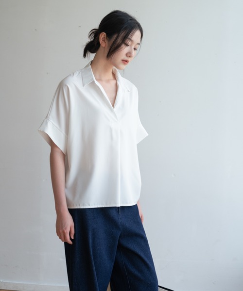 maison de LATIR(メゾンドラティール)の「夏服にピッタリ!Vネックスキッパーフレンチスリーブシャツ(シャツ/ブラウス・レディース・ホワイト・L/M/XL)」の12枚目の写真