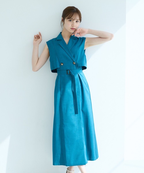 トレンチ風ノースリーブワンピース Andemiu｜トレンチ風ノースリーブワンピース | Rakuten Fashion