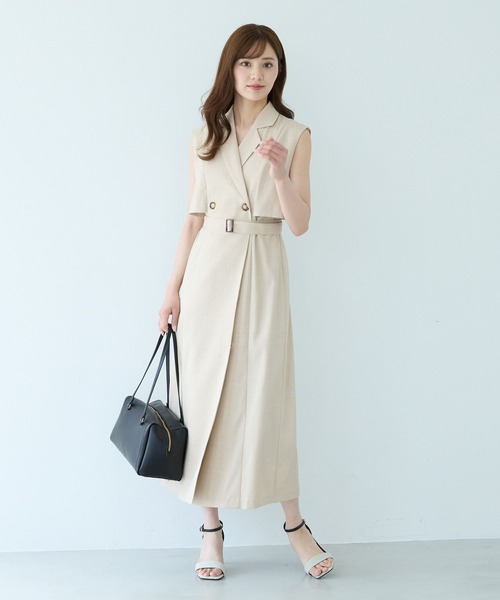 トレンチ風ノースリーブワンピース　Andemiu Andemiu｜トレンチ風ノースリーブワンピース | Rakuten Fashion
