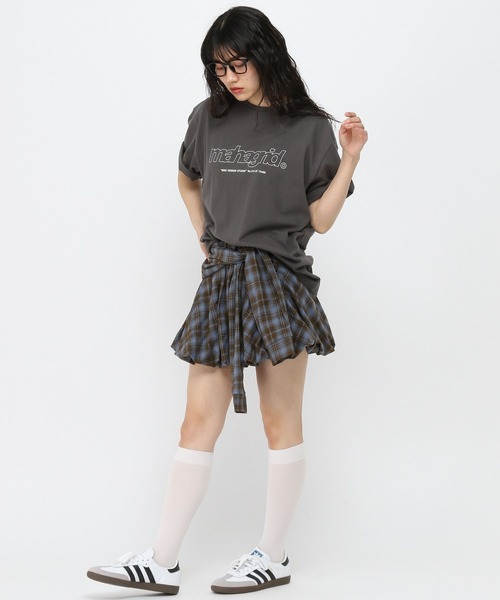 3.3 Field Trip （3.3フィールドトリップ）の「3.3 Field Trip／チェックシャツバルーンスカート（スカート・レディース・ネイビー/ブラウン・FREE）」の3枚目の写真