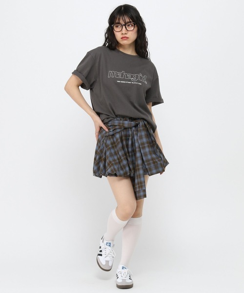 3.3 Field Trip （3.3フィールドトリップ）の「3.3 Field Trip／チェックシャツバルーンスカート（スカート・レディース・ネイビー/ブラウン・FREE）」の5枚目の写真