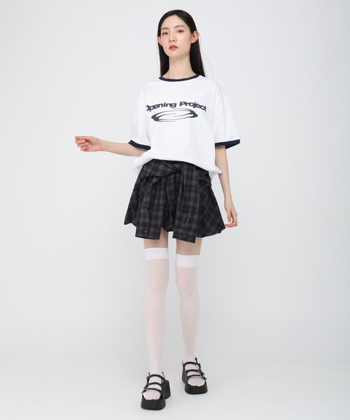 3.3 Field Trip （3.3フィールドトリップ）の「3.3 Field Trip／チェックシャツバルーンスカート（スカート・レディース・ネイビー/ブラウン・FREE）」の6枚目の写真