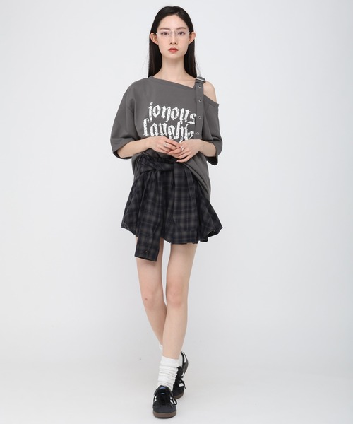 3.3 Field Trip （3.3フィールドトリップ）の「3.3 Field Trip／チェックシャツバルーンスカート（スカート・レディース・ネイビー/ブラウン・FREE）」の8枚目の写真