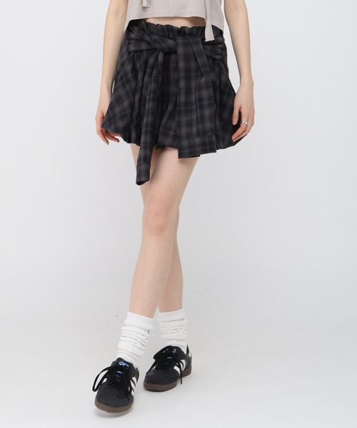 3.3 Field Trip （3.3フィールドトリップ）の「3.3 Field Trip／チェックシャツバルーンスカート（スカート・レディース・ネイビー/ブラウン・FREE）」の11枚目の写真