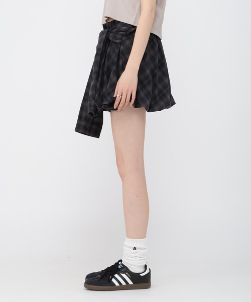 3.3 Field Trip （3.3フィールドトリップ）の「3.3 Field Trip／チェックシャツバルーンスカート（スカート・レディース・ネイビー/ブラウン・FREE）」の15枚目の写真