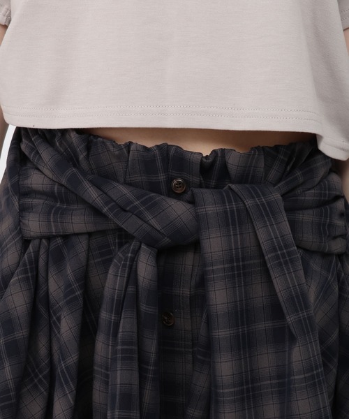 3.3 Field Trip （3.3フィールドトリップ）の「3.3 Field Trip／チェックシャツバルーンスカート（スカート・レディース・ネイビー/ブラウン・FREE）」の18枚目の写真