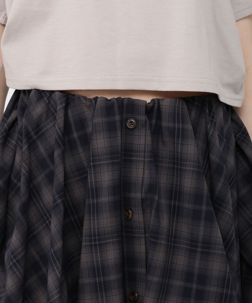 3.3 Field Trip （3.3フィールドトリップ）の「3.3 Field Trip／チェックシャツバルーンスカート（スカート・レディース・ネイビー/ブラウン・FREE）」の21枚目の写真