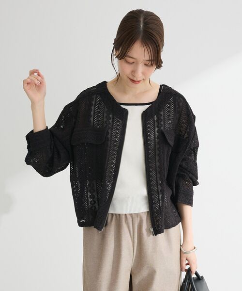 Green　Parks（グリーンパークス）の「・ELENCARE DUE バイカラーニットタンク（タンクトップ・レディース・カーキ/ブラック/オフホワイト/ダークベージュ・FREE）」の7枚目の写真