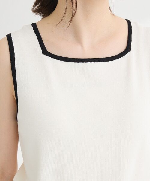 Green　Parks（グリーンパークス）の「・ELENCARE DUE バイカラーニットタンク（タンクトップ・レディース・カーキ/ブラック/オフホワイト/ダークベージュ・FREE）」の11枚目の写真