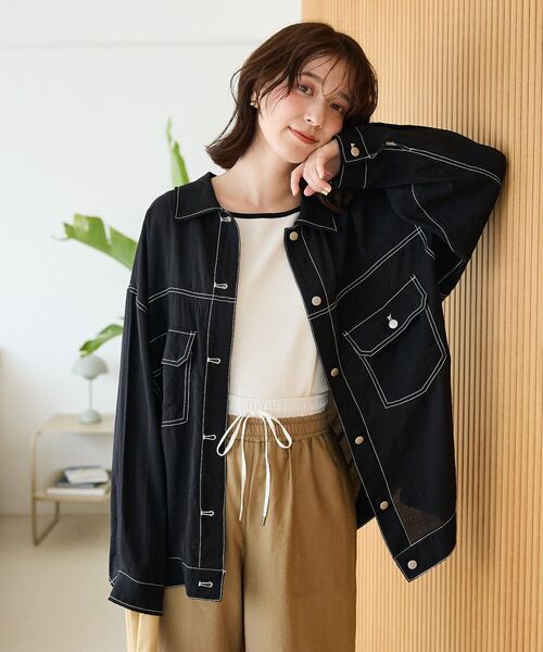 Green　Parks（グリーンパークス）の「・ELENCARE DUE バイカラーニットタンク（タンクトップ・レディース・カーキ/ブラック/オフホワイト/ダークベージュ・FREE）」の20枚目の写真